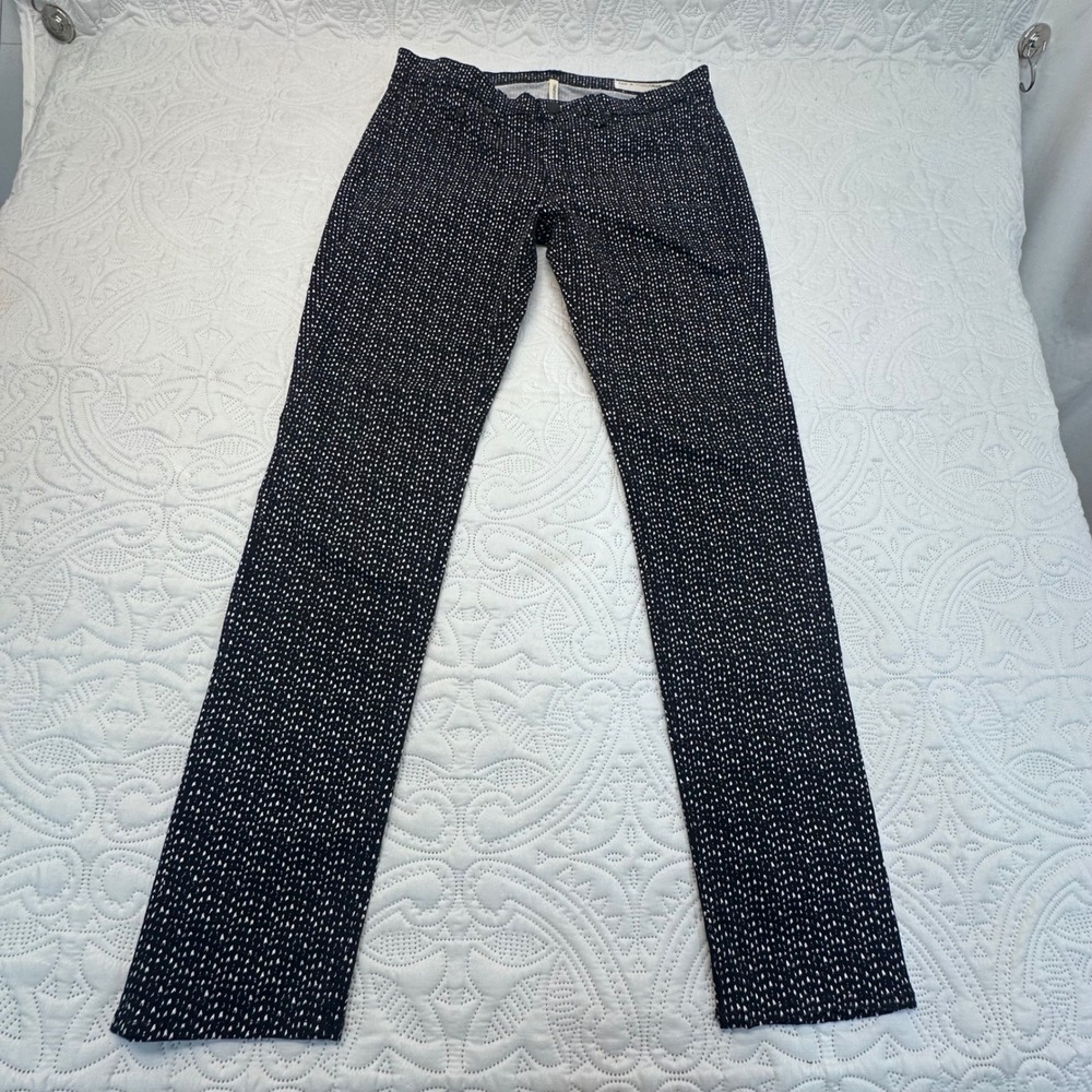 Rag & Bone Jean Legging Pants 29 Birchwood Navy White Textured Dash Print Slim